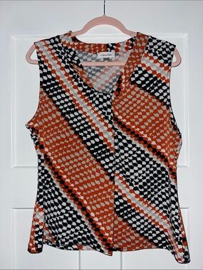 Calvin Klein Orange, Black & White Sleeveless V-Neck Camisole